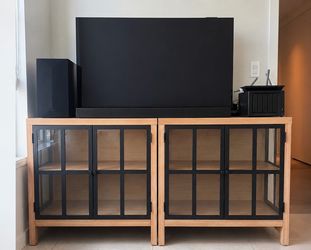 Wood & Glass TV Console - Set of 2