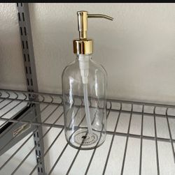Soap pump dispenser with gold hardware glass open box