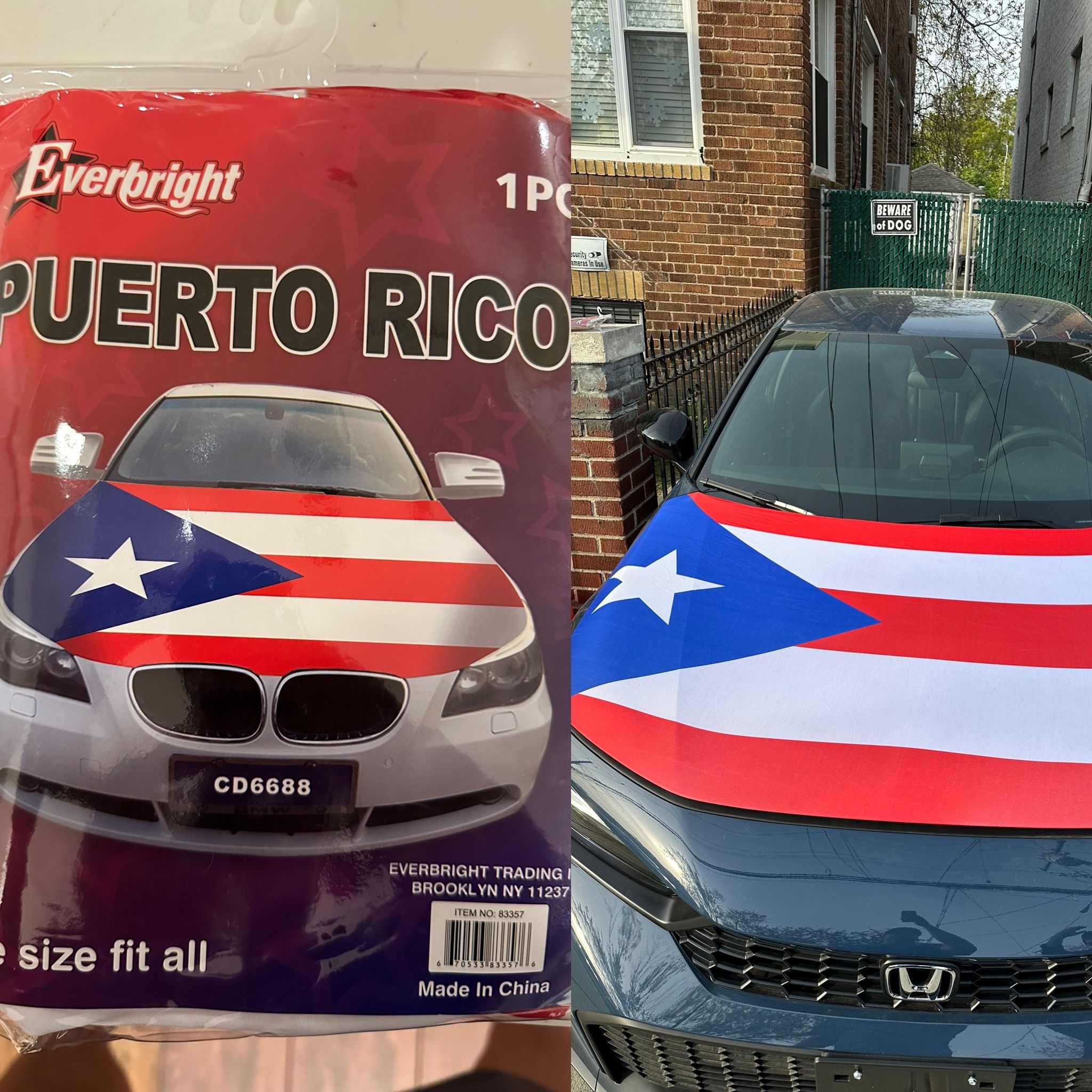 Puerto Rico Flag Hood Cover