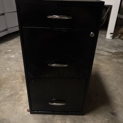 18" Deep 3 Drawer Metal File High-sides Cabinet with Pencil Drawer, Black