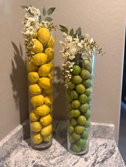 Decorative Glass Citrus Vases – Set of 2 🍋🍋‍🟩