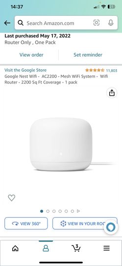 Google Nest Wifi - AC2200 - Mesh WiFi System - Wifi Router - 2200 Sq Ft Coverage - 1 pack