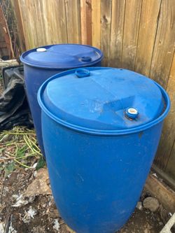 FREE Large Plastic 55-Gallon Barrels / Drums – 4 Available