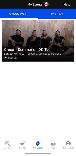 Creed Tickets 7/12 Camden NJ