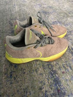 Nike Low-Top Suede Sneakers Gray Neon Yellow