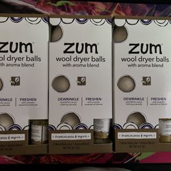 (3 Pack) Zum Wool Dryer Balls with Frankincense & Myrrh Aroma Blend 3 Balls