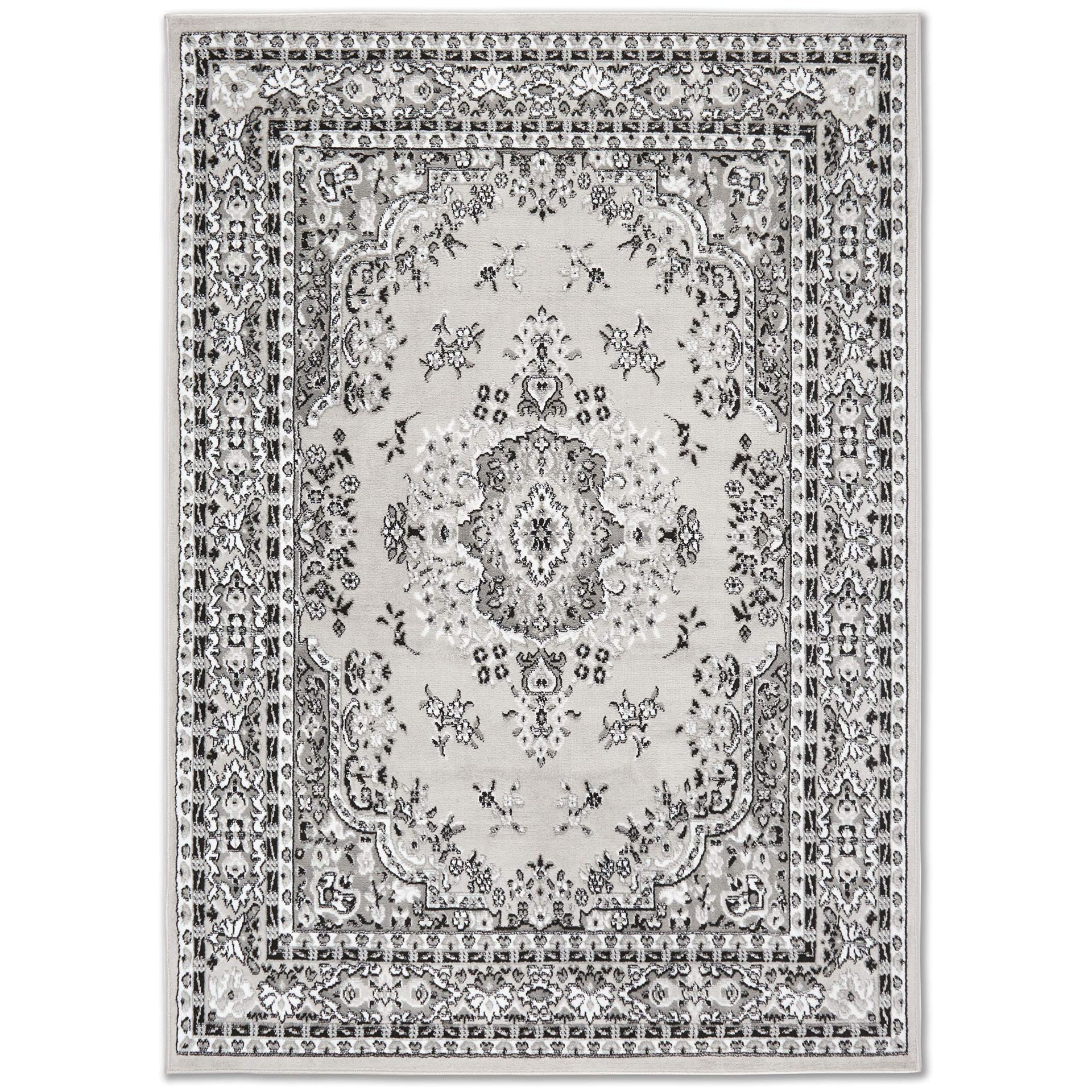 7'8"x10'7" Home Dynamix Premium Sakarya Traditional Medallion Border Area Rug, Gray, Rectangle