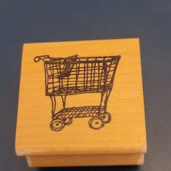 Wood Rubber Stamp shopping cart