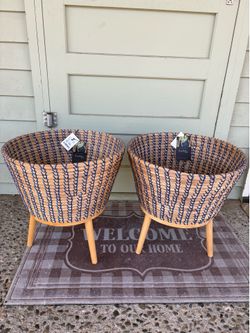 Set of Two Nicole Miller Home Footed Baskets-New