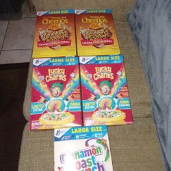 5 Boxes Or Large Size Cererals For 15 Honey Nut Cheerios. Lucky Charms And Cinnamon Toast Crunch 