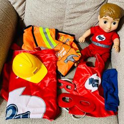 Wonder Crew Superhero Boy Doll with Matching Cape for Child Plus Accessories 