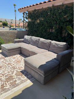 Grey Modular Sectional Sofa – 6 Pieces with 2 Ottomans