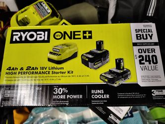 Ryobi 18v  4ah & 2ah Battery Kit