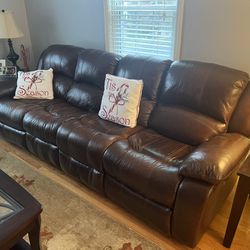 Leather Sofa with Power Recliner