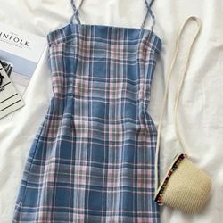 Mini Plaid Dress Sundress Summer