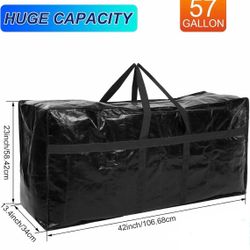 1 Bag 57 Gallon Extra Large Moving Bags XXL Heavy Duty Storage Bag with Strong Zipper Handle Jumbo Big Tote Box Foldable for College Dorm Travel Cloth