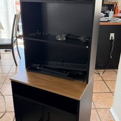 Tv Entertainment Center Black And Solid Wood