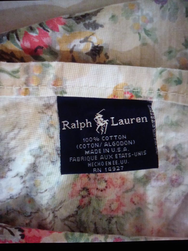 CUTTER Ralph Lauren Charlotte Floral Cotton Queen Flat Sheet to Repurpose