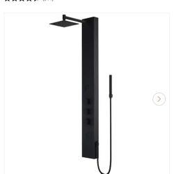 VIGO Rector 55 in. H x 6 in. W 2-Jet Shower Panel System with Adjustable Square Head and Hand Shower Wand in Matte Black
