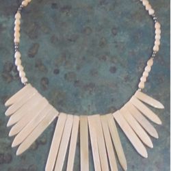 Bone Tribal Design Beaded Necklace 