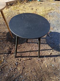 Black Round Side Table with Metal Legs
