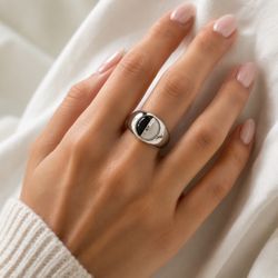Montblanc Rotating Onyx & Pearl Ring – Sterling Silver 925