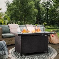 New Outdoor Wicker Fire Pit Table ( No Glass Cover)