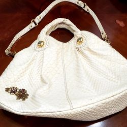 Gianni Bini White Patent Leather Large Purse 