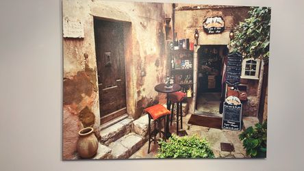 French Wine Shop Street Scene Wall Art Print