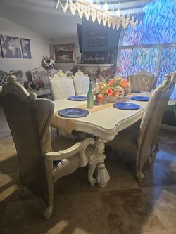 Living room and dining table with 8 chairs