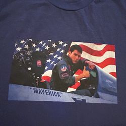 Tom Cruise TOP GUN Movie Blue T-shirt Adult Medium