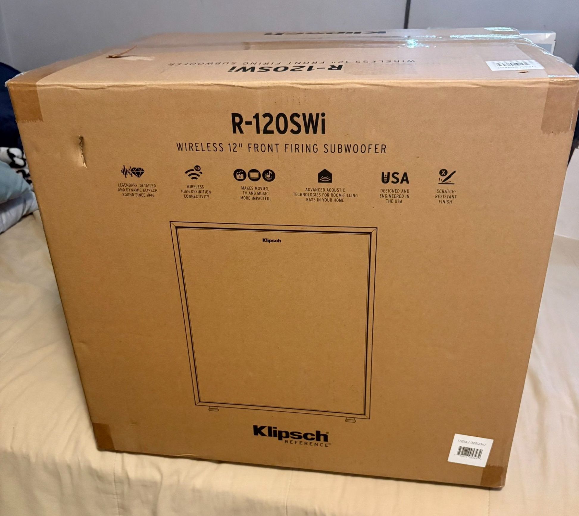 Klipsch R-120SWi Wireless Subwoofer System | 12” Front-Firing Woofer | 400W Peak Power | Deep Bass