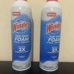 2 Pack Windex Fast Shine Foam Glass Cleaner, No-Drip Aerosol Cleaning Spray, 19 oz.