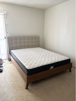 Queen Upholstered Bed Frame + Mattress – Originally $1000