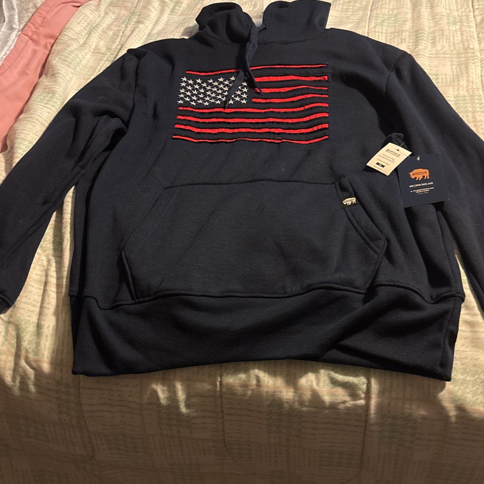 Extra large buffalo outdoor hooded sweatshirt, navy blue