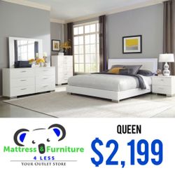 Felicity 5-Piece Queen Bedroom Set White High Gloss