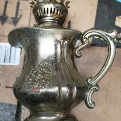 Vintage 19th century silver oil lamp