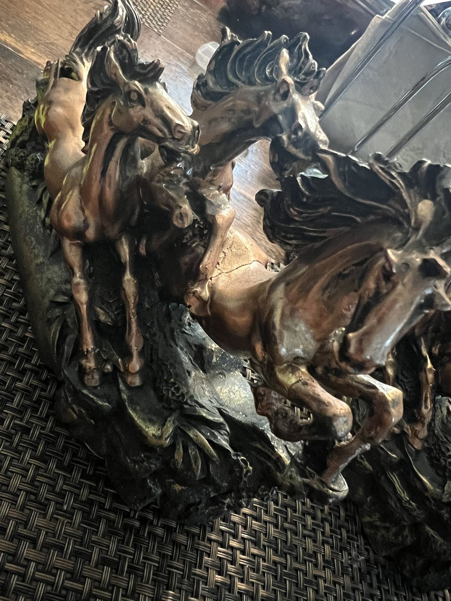 2  Vintage Beautiful Bronze Finish Horses Statue