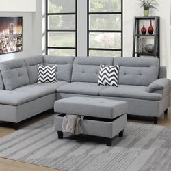 SPECIAL/3pcs Sectional Sofa w/storage ottoman (was:$679)