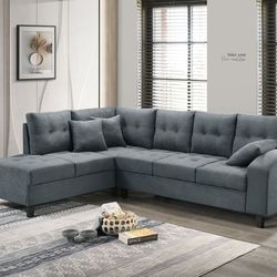 Grey Fabric Couch Sofa Sectional Sofa L Shape