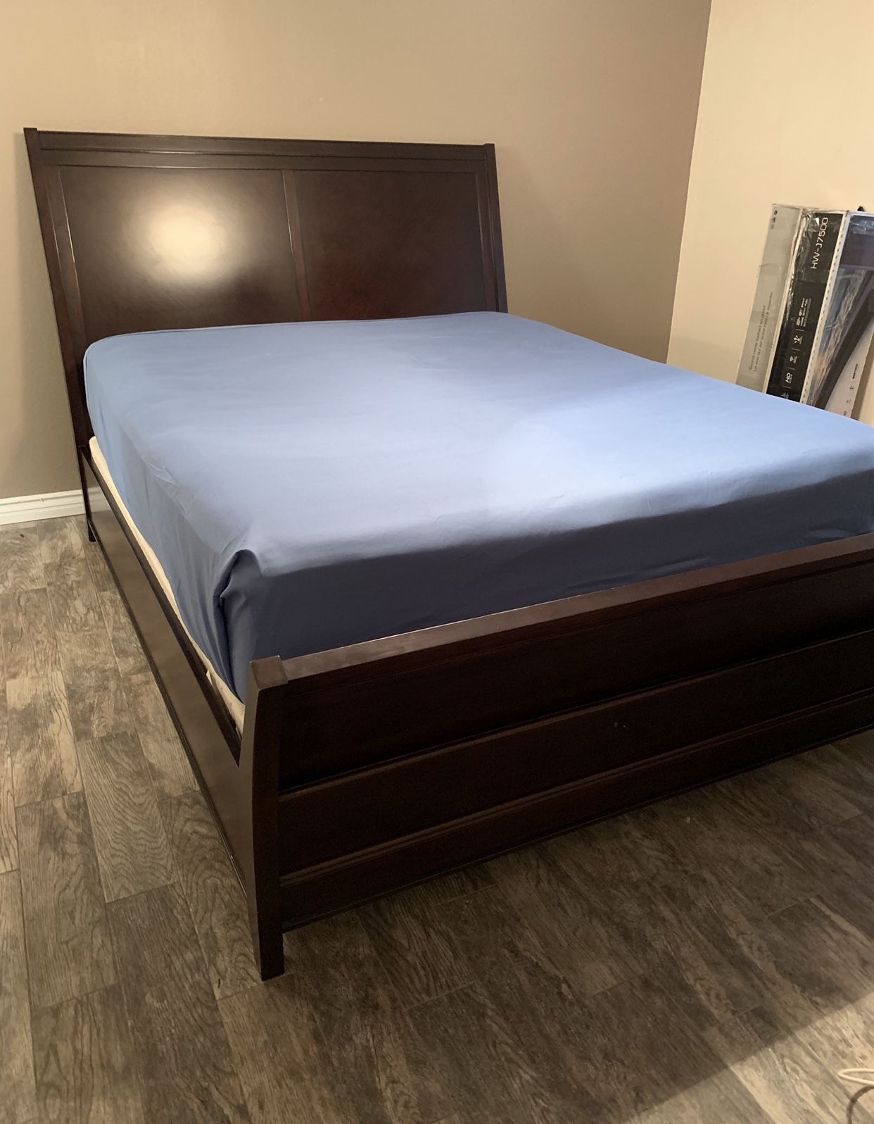 Beautiful California KING BED!!! With a free CAL King Brand New, Never Used Mattress!!! 150.00 Final Price!!! Moving Today!!