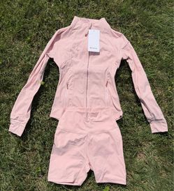 Pink Lulu Set Jacket and Shorts