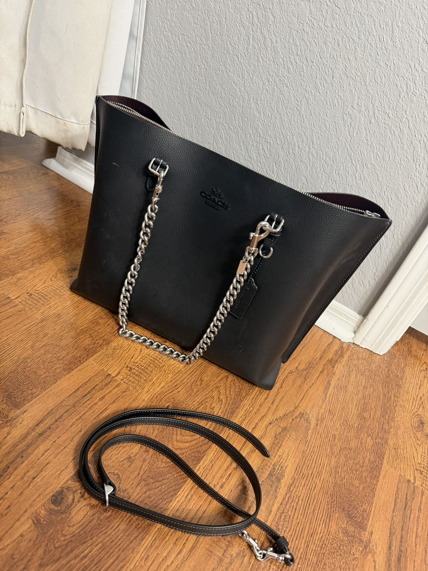 Coach Tote With Chain Straps And Lather Straps