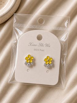 Yellow Flower Crystal Earrings