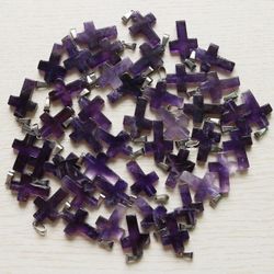 10pcs of Crystal Obsidian Cross Pendants - Stylish Gemstone Quartz Cross Charms,