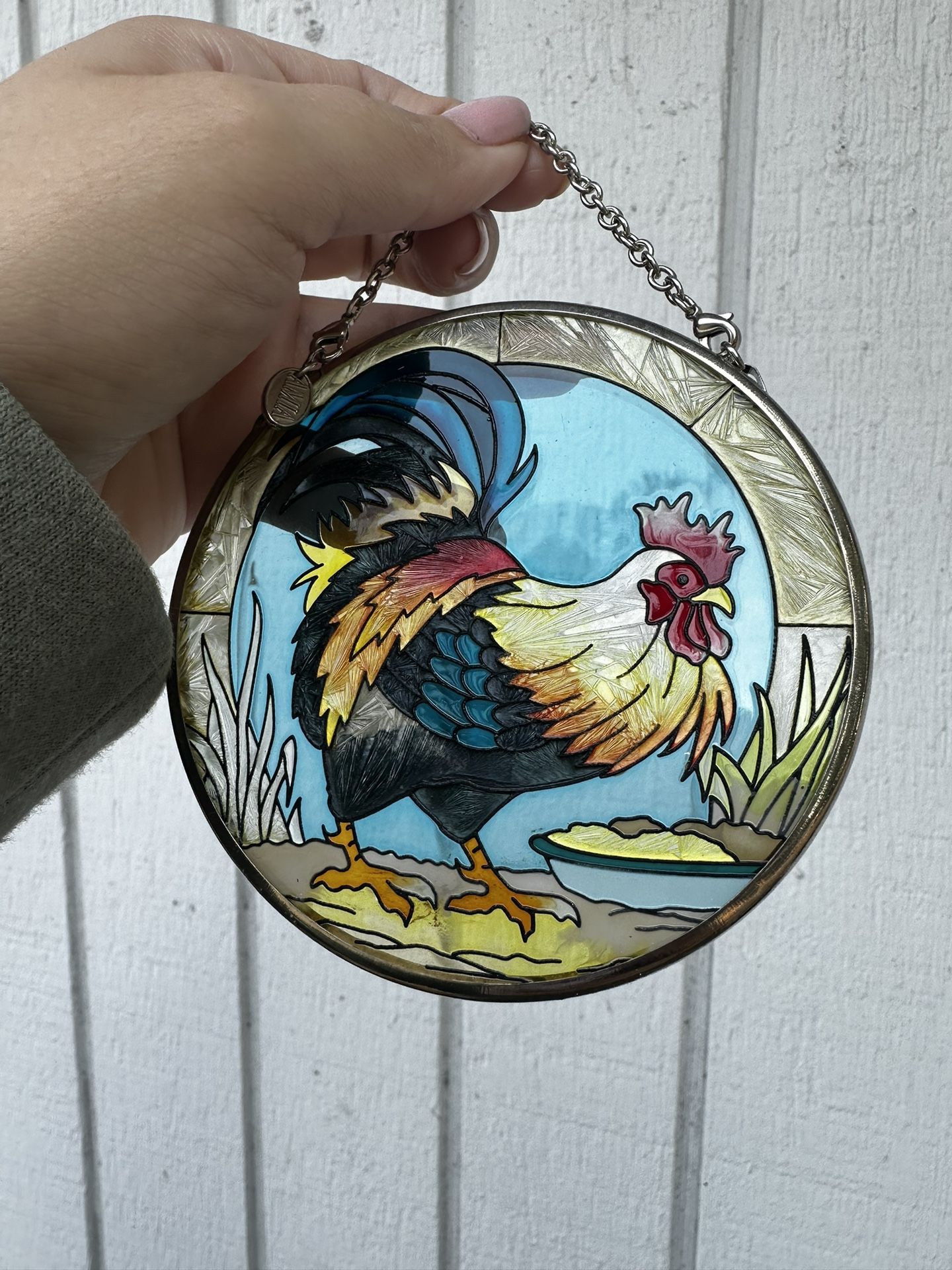 Amia Denver Co. Suncatcher Stained Glass Rooster Hanging Chicken Window
