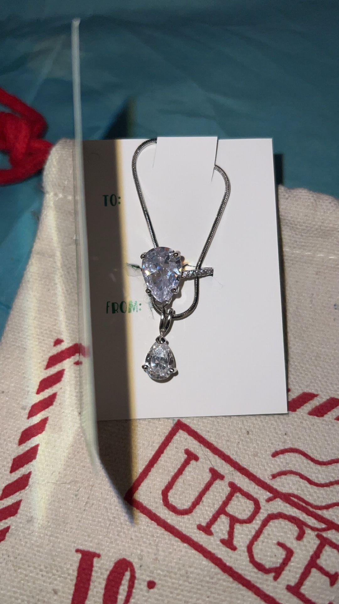 Water drop shape, necklace and ring