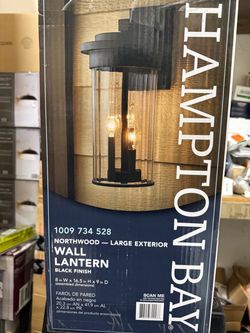 Hampton Bay Northwood 16.5 in. 3-Light Black Outdoor Wall Light Fixture with Clear Glass