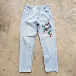 Vintage 90’s Disney Mickey Unlimited Light Wash lBlue Jeans RARE