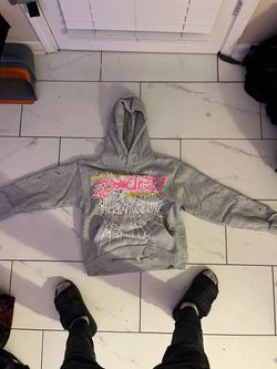 Grey & Pink Sp5der Hoodie